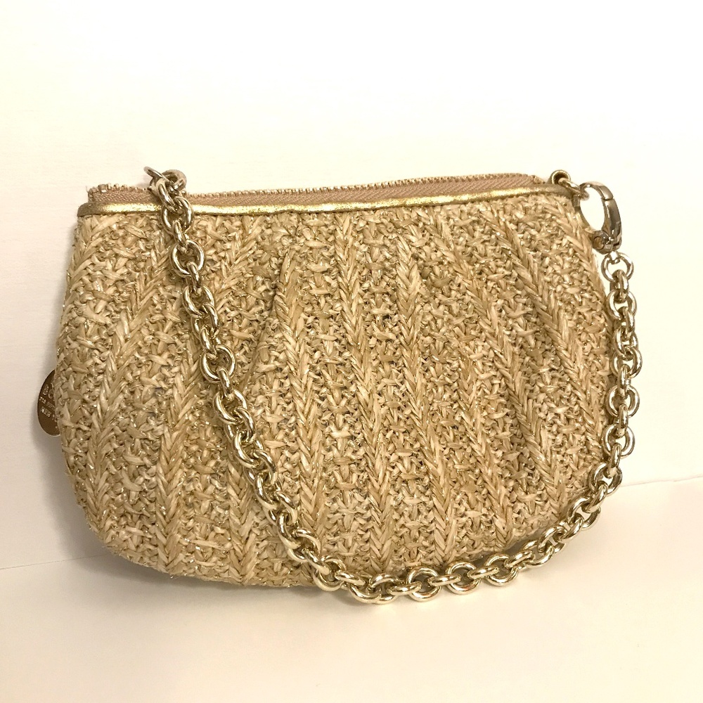 Henri Bendel sparkling straw bag wristlet